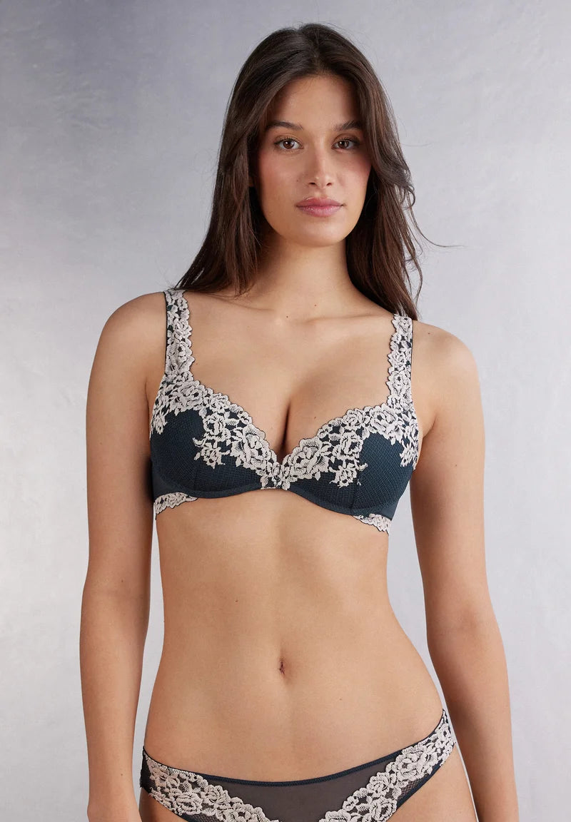 Intimissimi GIOIA PRETTY FLOWERS - Push up-bh - blau/intense blue/vanilla