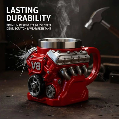 Retro Engine kaffekopp - V8-motor rostfri stålkopp