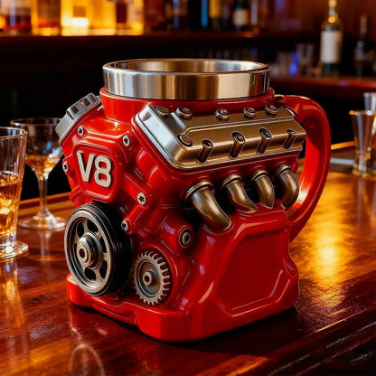 Retro Engine kaffekopp - V8-motor rostfri stålkopp
